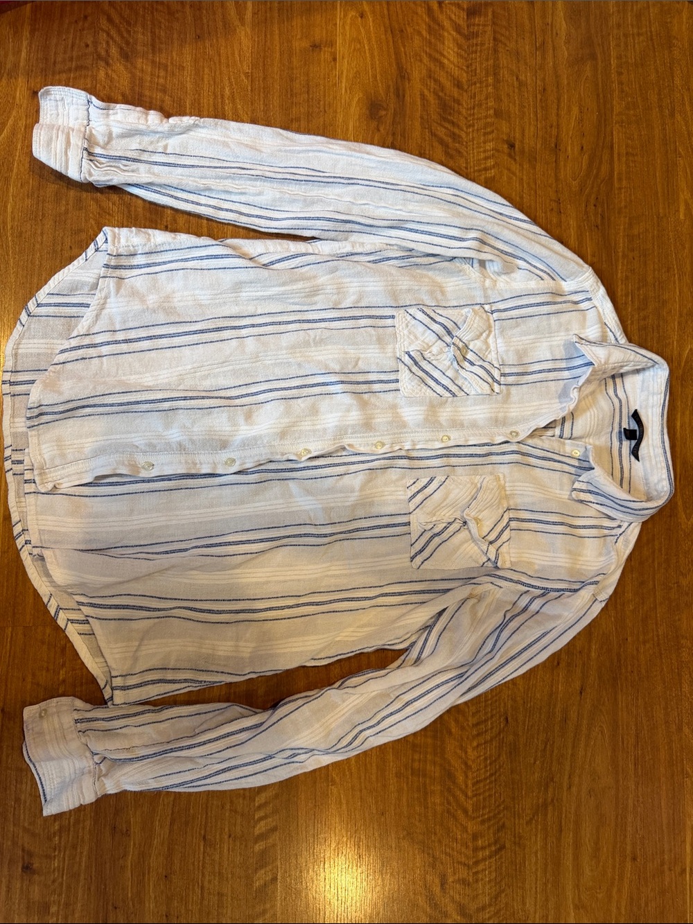 Victoria’s Secret blue and white button-down pajama top